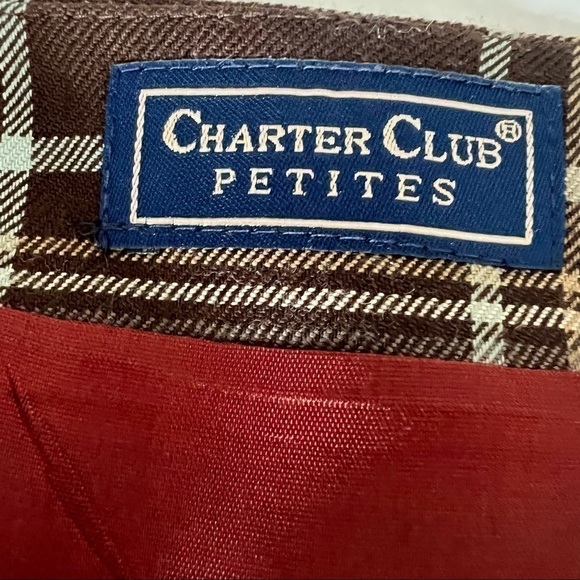 Charter Club Plaid Wrap Skirt Lined Brown Size 14P - Picture 9 of 10